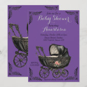 Gothic Baby Carriage Girl Baby shower Kaart (Voorkant / Achterkant)