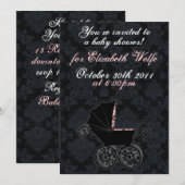 "Gothic Baby Carriage - Girl" Uitnodiging (Voorkant / Achterkant)