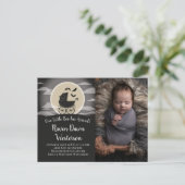 Gothic Baby Carriage Halloween Birth Annoucement Briefkaart (Staand voorkant)