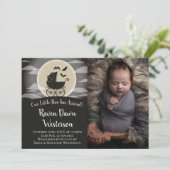 Gothic Baby Carriage Halloween Birth Annoucement Kaart (Staand voorkant)