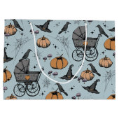 Gothic Baby Carriage Halloween Blue Groot Cadeauzakje (Achterkant)
