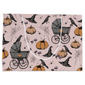 Gothic Baby Carriage Halloween Pink Groot Cadeauzakje (Achterkant)