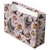 Gothic Baby Carriage Halloween Pink Groot Cadeauzakje (Voorkant Gekanteld)