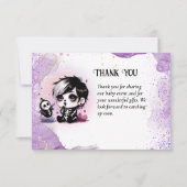 Gothic Baby Jongensdouche Paarse Zwart Dank u Bedankkaart (Voorkant)