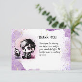 Gothic Baby Jongensdouche Paarse Zwart Dank u Bedankkaart (Staand voorkant)