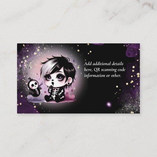 Gothic Baby Jongensdouche Paarse Zwarte Luier Raff Informatiekaartje (Achterkant)