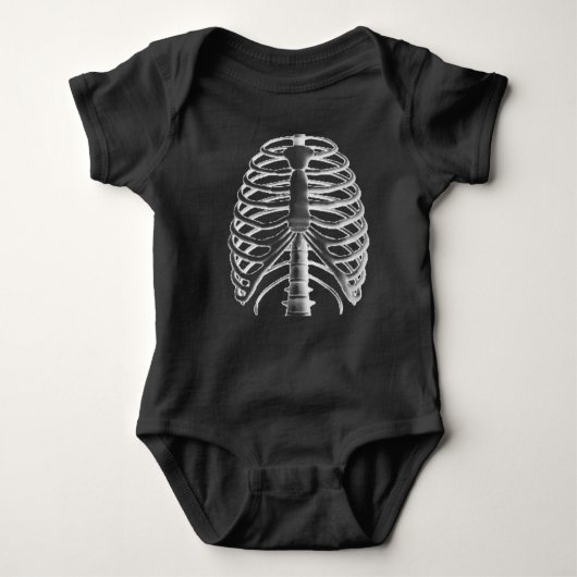 Gothic Baby kleding - Gothic Punk Skeletribcage Romper (Voorkant)