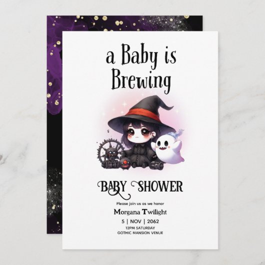 Gothic Baby Meisje Brouwen Heks Ghost Boo Kaart (Voorkant / Achterkant)