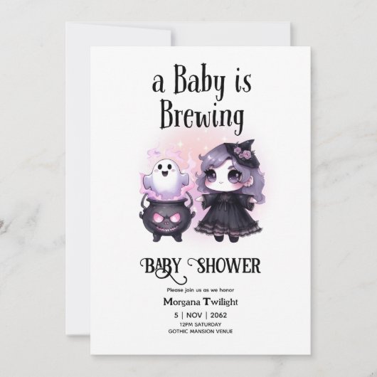 Gothic Baby Meisje Brouwen Heks Ghost Couldron Kaart (Voorkant)