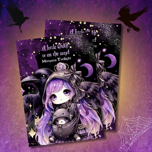 Gothic Baby Meisje Geleverd door Crow Moonlight Kaart