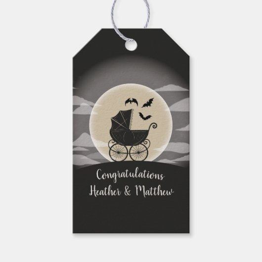 Gothic Baby shower Halloween Carriage Cadeaulabel (Voorkant)