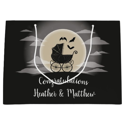 Gothic Baby shower Halloween Carriage Groot Cadeauzakje (Voorkant)