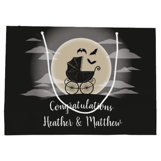 Gothic Baby shower Halloween Carriage Groot Cadeauzakje (Achterkant)