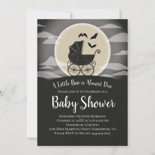 Gothic Baby shower Halloween Carriage Kaart