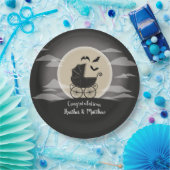 Gothic Baby shower Halloween Carriage Papieren Bordje (Feest)