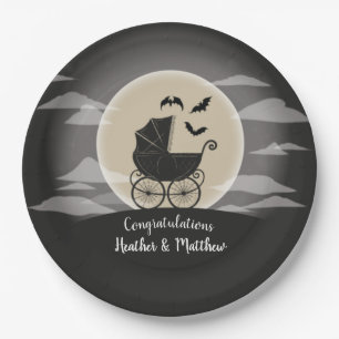 Gothic Baby shower Halloween Carriage Papieren Bordje