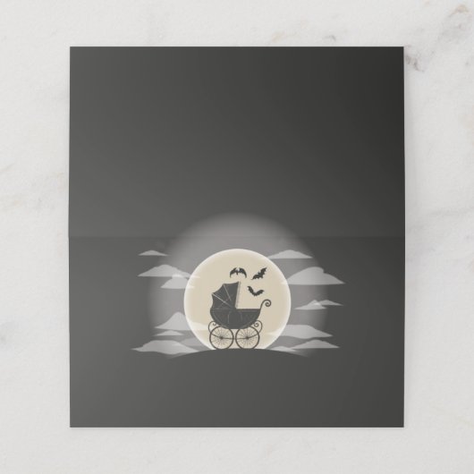 Gothic Baby shower Halloween Carriage Plaatskaartje (Buitenkant ongevouwen)