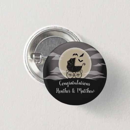 Gothic Baby shower Halloween Carriage Ronde Button 3,2 Cm (Voorkant /achterkant)