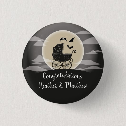 Gothic Baby shower Halloween Carriage Ronde Button 3,2 Cm (Voorkant)