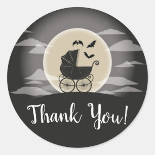 Gothic Baby shower Halloween Carriage Ronde Sticker
