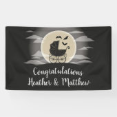 Gothic Baby shower Halloween Carriage Spandoek (Horizontaal)