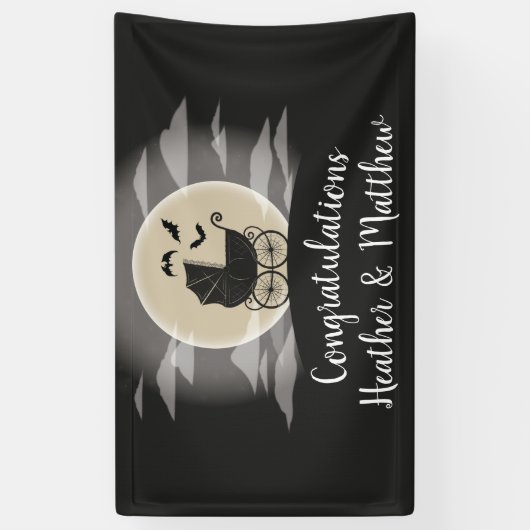 Gothic Baby shower Halloween Carriage Spandoek (Verticaal)