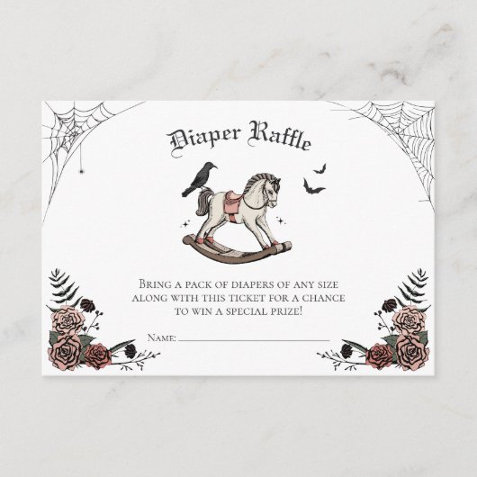 Gothic Baby shower Luier Raffle Roze en Zwart Informatiekaartje (Voorkant)