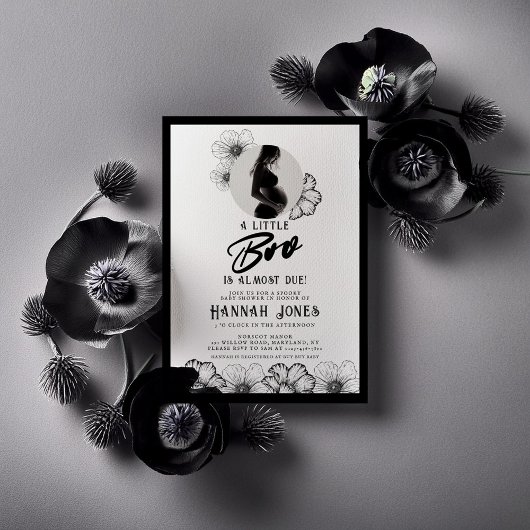 Gothic Baby shower Skulls & Flowers Kaart