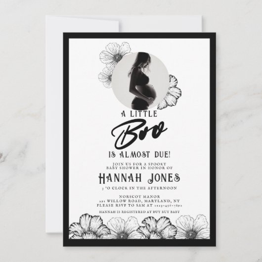 Gothic Baby shower Skulls & Flowers Kaart (Voorkant)