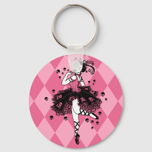 Gothic Ballerina in Roze Sleutelhanger (Voorkant)