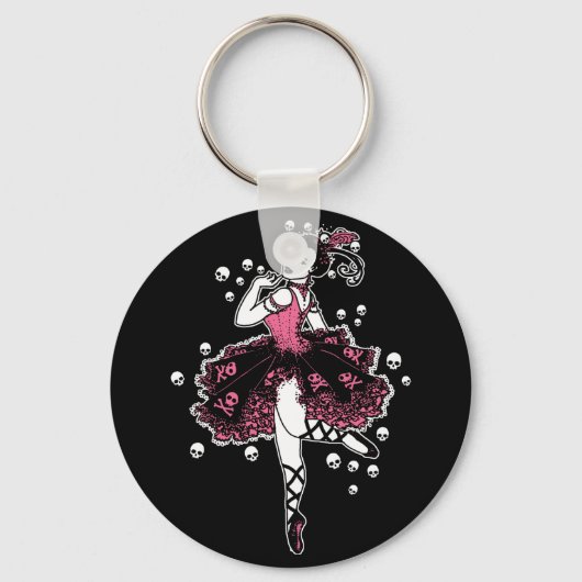 Gothic Ballerina in Roze Sleutelhanger (Voorkant)