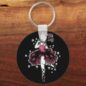 Gothic Ballerina in Roze Sleutelhanger (Voorkant)