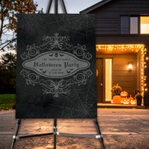 Gothic Banner Skull Spider Webs Halloween Welkom