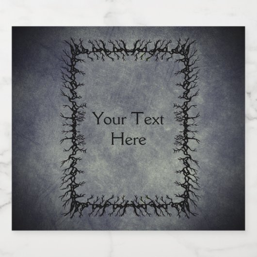 Gothic Barbed black Branch Frame Glowing Grey Bier Etiket (Enkel label)