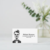  Gothic Barber Shop Skull Social media icon Visitekaartje (Staand voorkant)