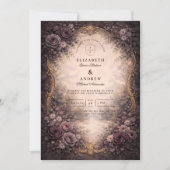 Gothic Baroque Rose Wedding Kaart (Voorkant)