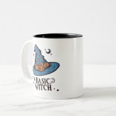 Gothic Basic Witch Pet Coffee Brew Halloween Tweekleurige Koffiemok (Voorkant links)