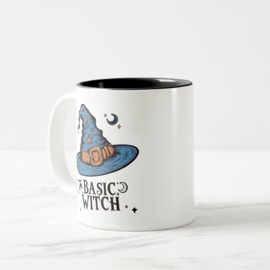 Gothic Basic Witch Pet Coffee Brew Halloween Tweekleurige Koffiemok (Voorkant links)