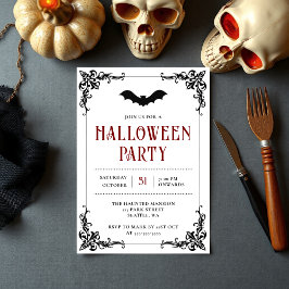 Gothic Bat Adult Halloween Party Kaart