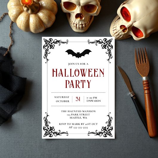  Gothic Bat Adult Halloween Party Kaart