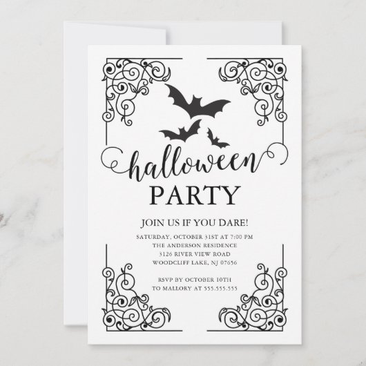 Gothic  Bat Halloween Kaart (Voorkant)