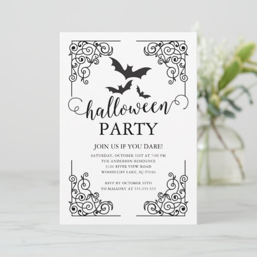 Gothic  Bat Halloween Kaart (Staand voorkant)