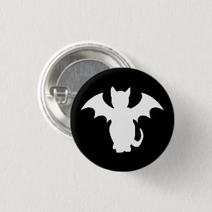 GOTHIC BAT KAT PIN RONDE BUTTON 3,2 CM