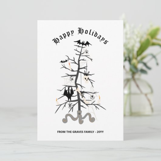 Gothic Bat Kerstmis Prettige feestdagen Kaart (Staand voorkant)