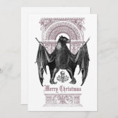Gothic Bat Merry kerstvakanay Kaart (Voorkant / Achterkant)