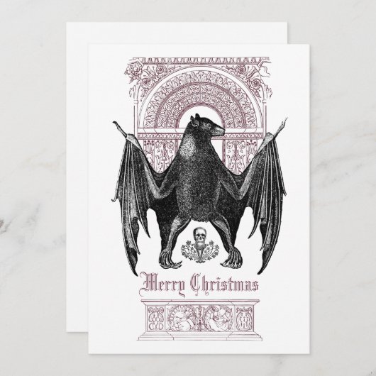 Gothic Bat Merry kerstvakanay Kaart (Voorkant / Achterkant)