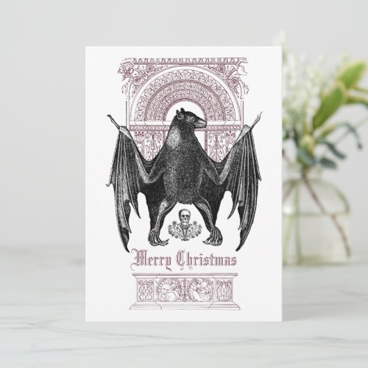 Gothic Bat Merry kerstvakanay Kaart (Staand voorkant)