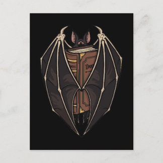 Gothic Bat Reading Dark Spell Book Briefkaart