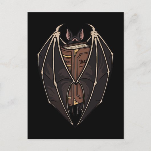 Gothic Bat Reading Dark Spell Book Briefkaart (Voorkant)