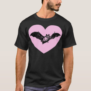Gothic Bat Red Heart Gothic Halloween Valentijns T-shirt
